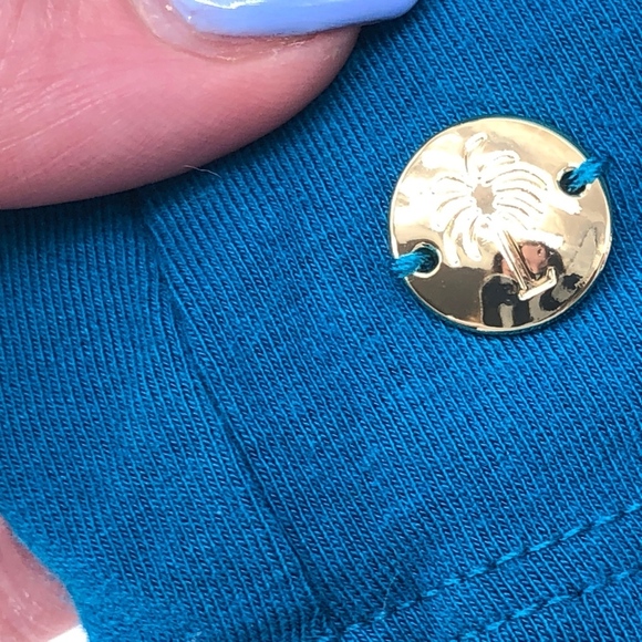 Lilly Pulitzer Teal Ruffle SAMIRA V Neck Shirt XS - Picture 4 of 8